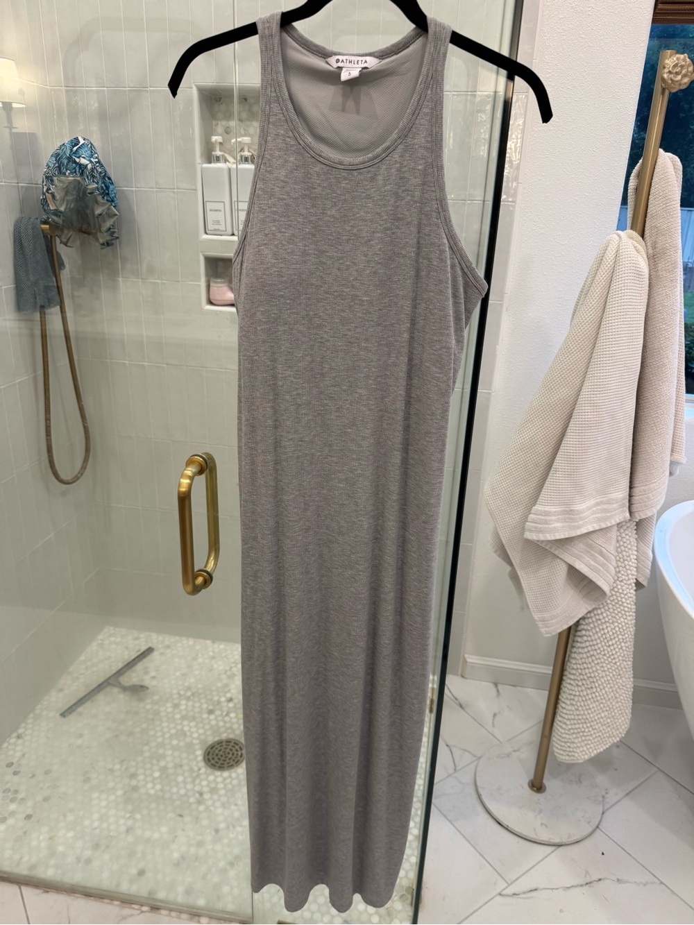Athleta Heather Gray Racerback Maxi Slip Dress